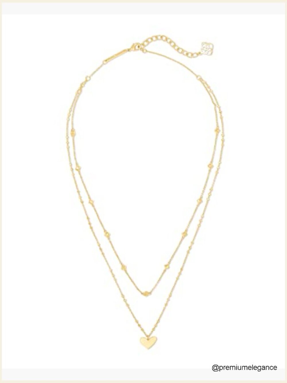 Gold Heart Layered Necklace 16in Cable Chain Lobster Claw - Picture 2 of 3